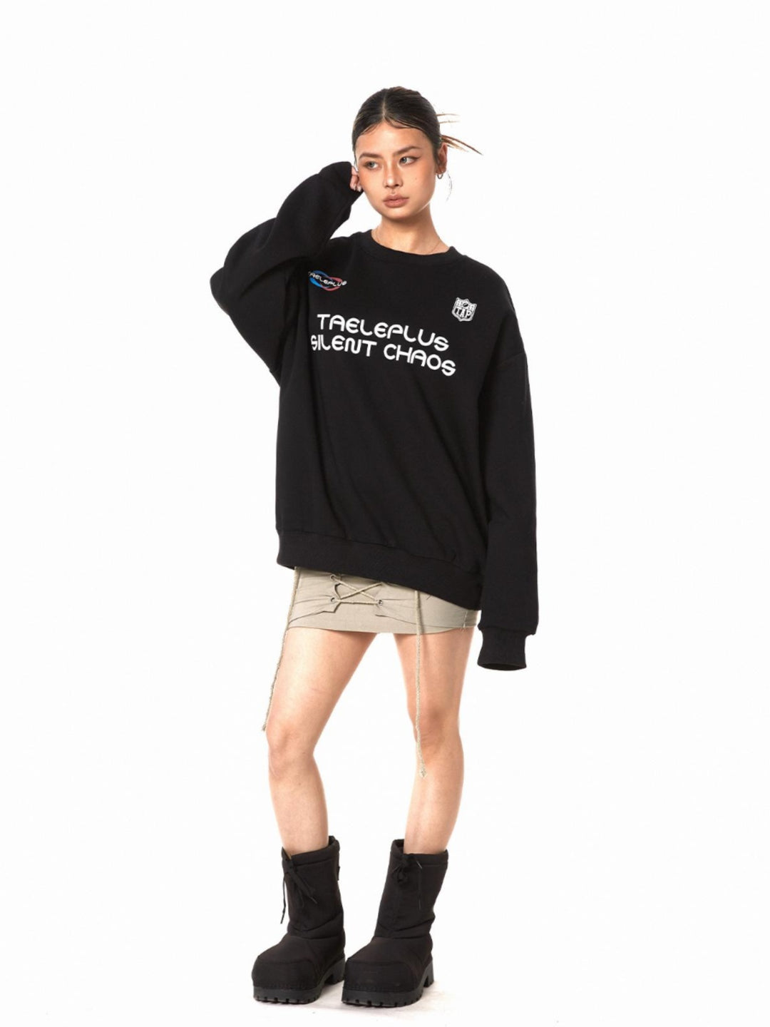 Retro Print Loose Pullover Sweatshirt