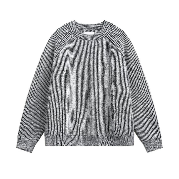 سويت شيرت بولوفر ذو ياقة دائرية من الصوف المحبوك ذو الأبعاد الكبيرة 