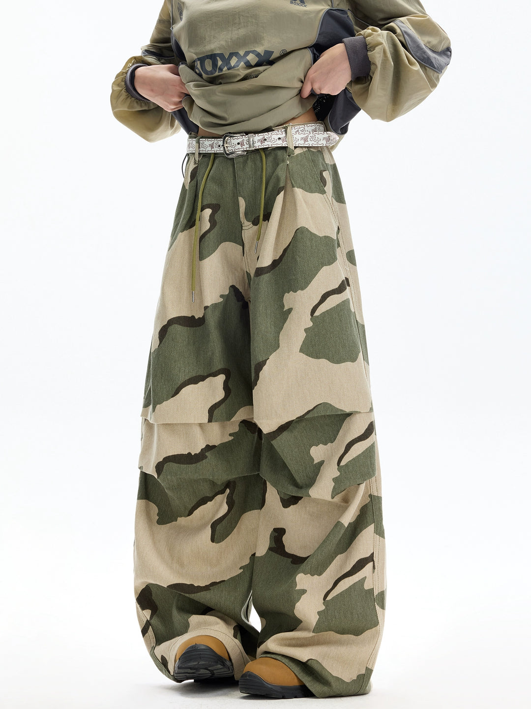 Pantalones casuales de hip-hop de camuflaje de pierna ancha 