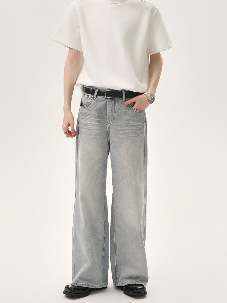 Wide-Leg Distressed Jeans