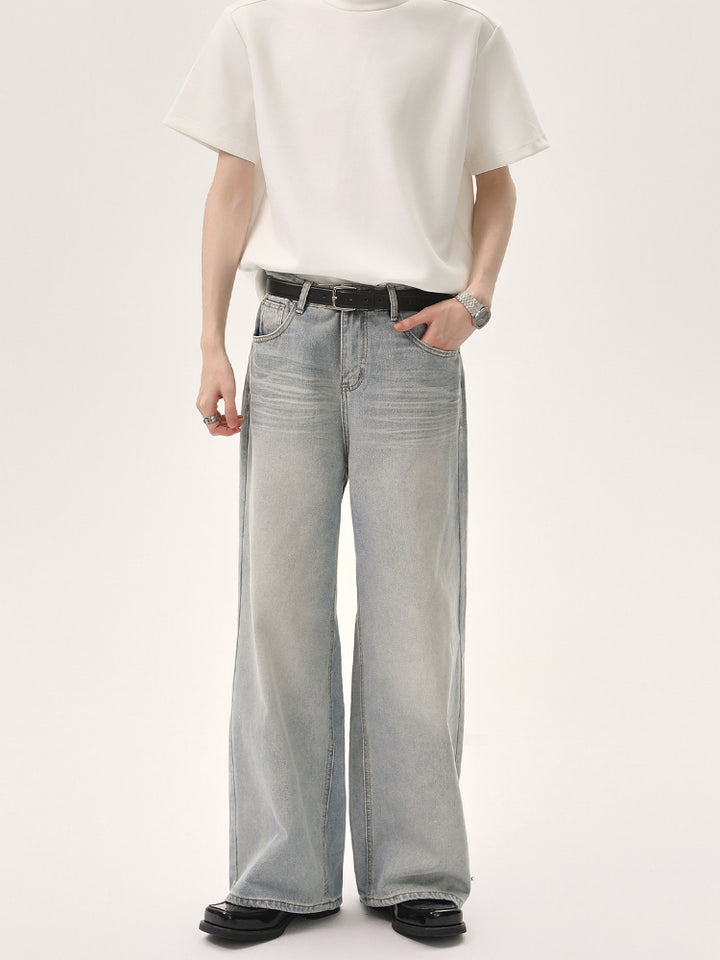 Wide-Leg Distressed Jeans