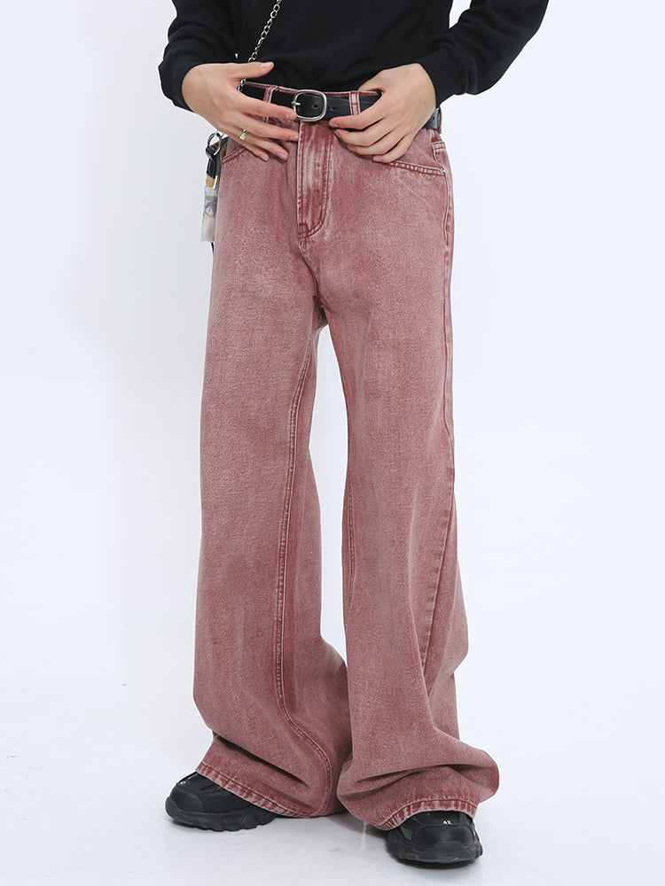 Distressed Lockere Gerade Mittelbund Jeans 