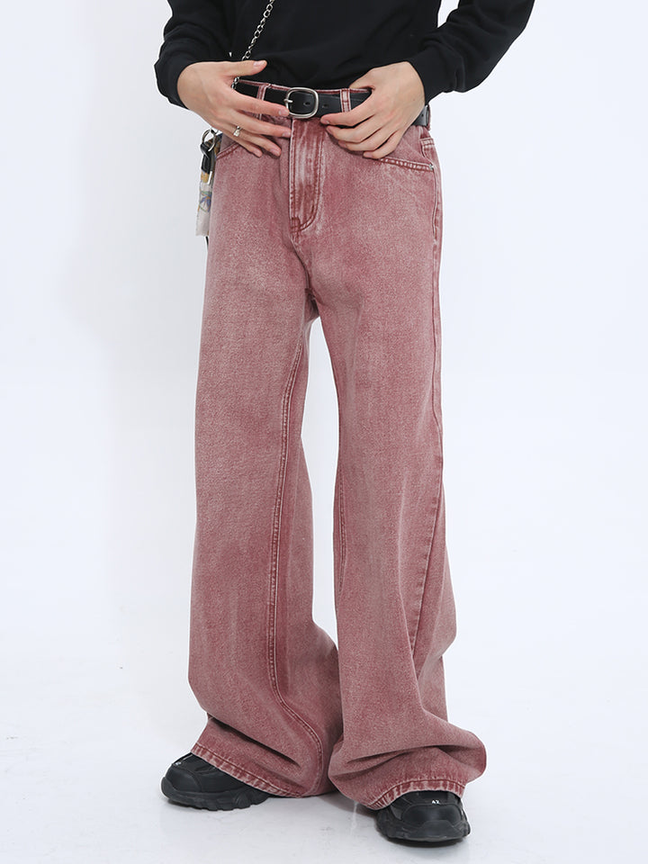 Distressed Lockere Gerade Mittelbund Jeans 