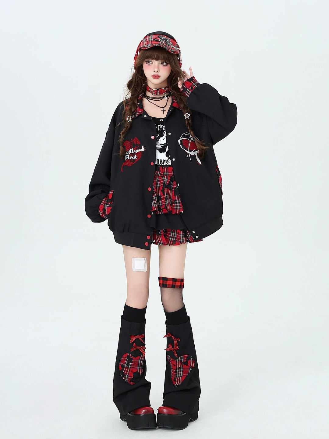 Punk Plaid Layered Ruffle Cake Skirt