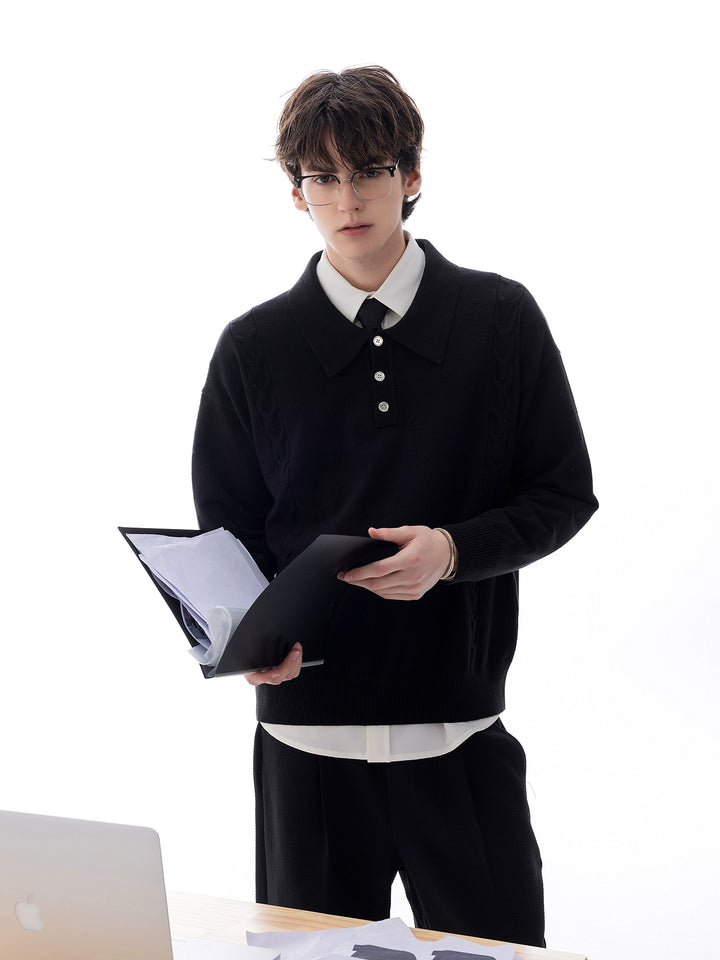 Loose-fit Lapel Sweater