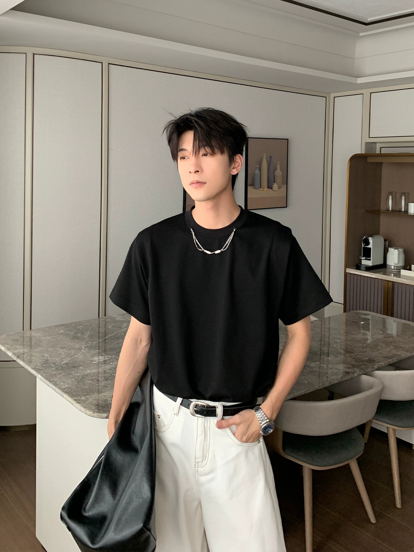 تي شيرت بولو قصير الأكمام بتصميم فضفاض 