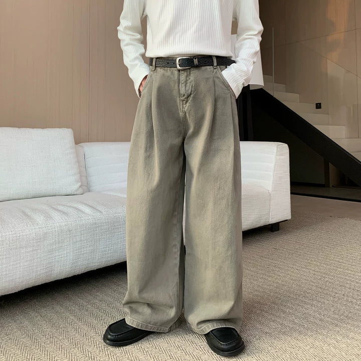 Plissé Wijde Pijpen Ontspannen Pasvorm Werkbroeken 