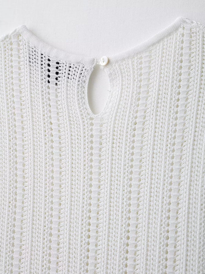 Robe midi sans manches en maille tricotée avec ceinture 