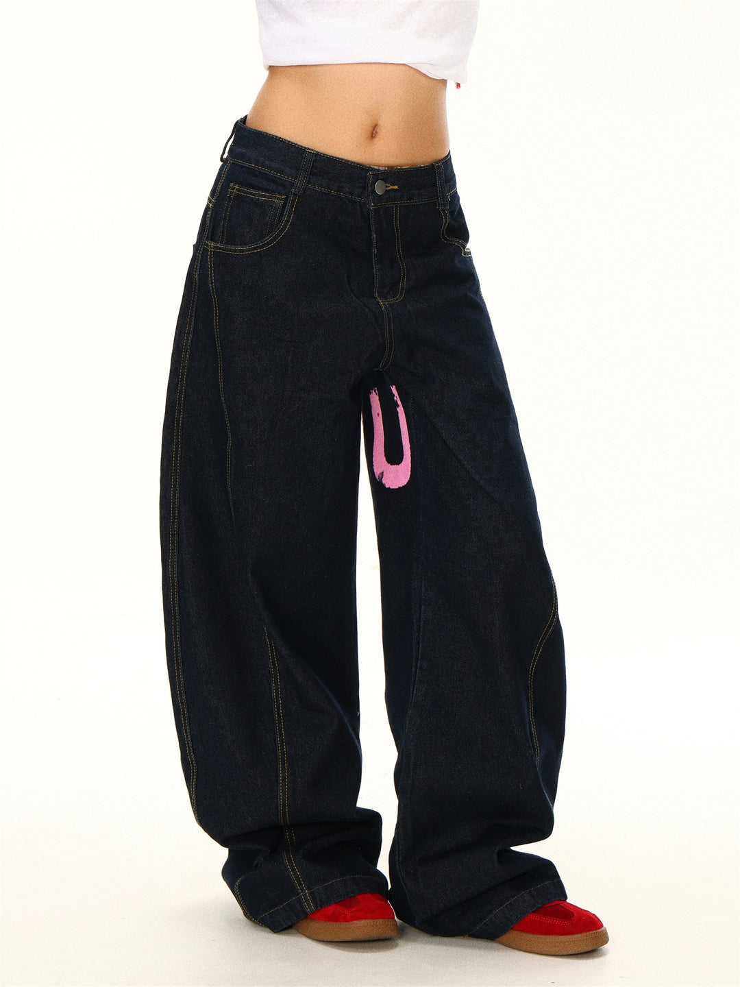 Graffiti Wide-Leg Jeans