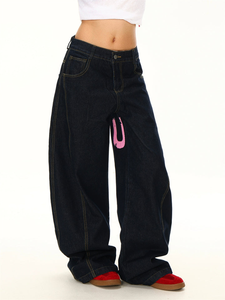 Graffiti Wide-Leg Jeans