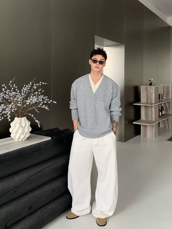 Suéter de lana de punto de dos piezas falso 