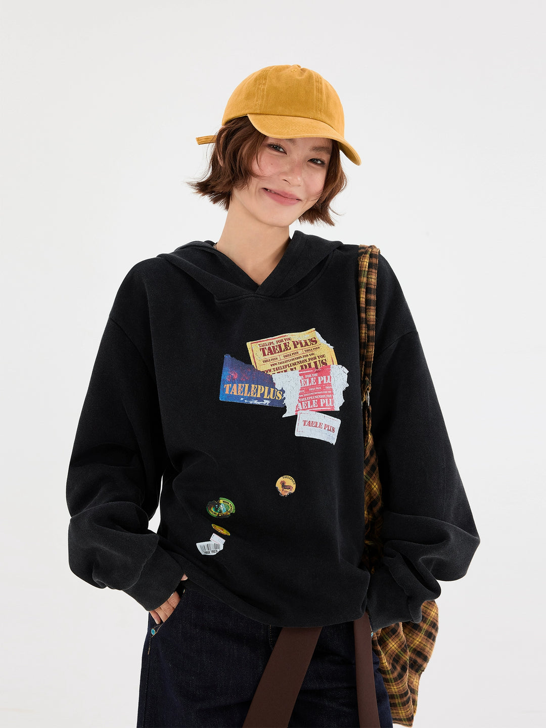 Loose Graphic Patchwork Hoodie