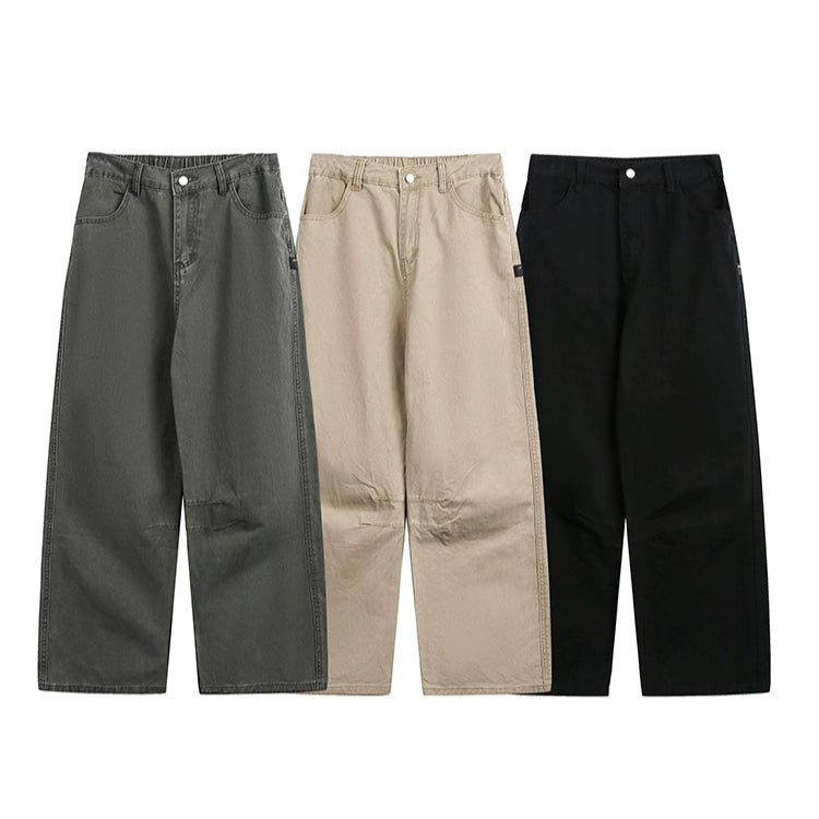 Washed Cotton Wide-Leg Pants