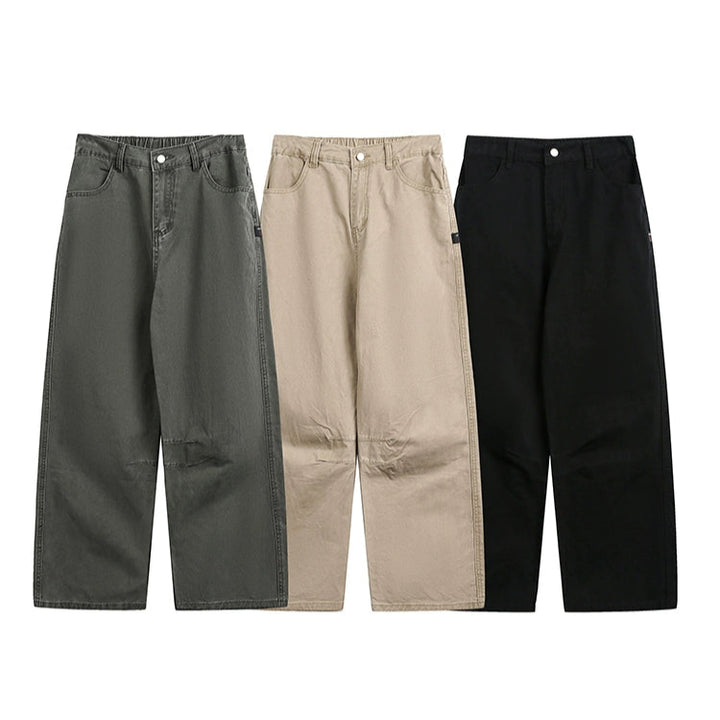 Washed Cotton Wide-Leg Pants