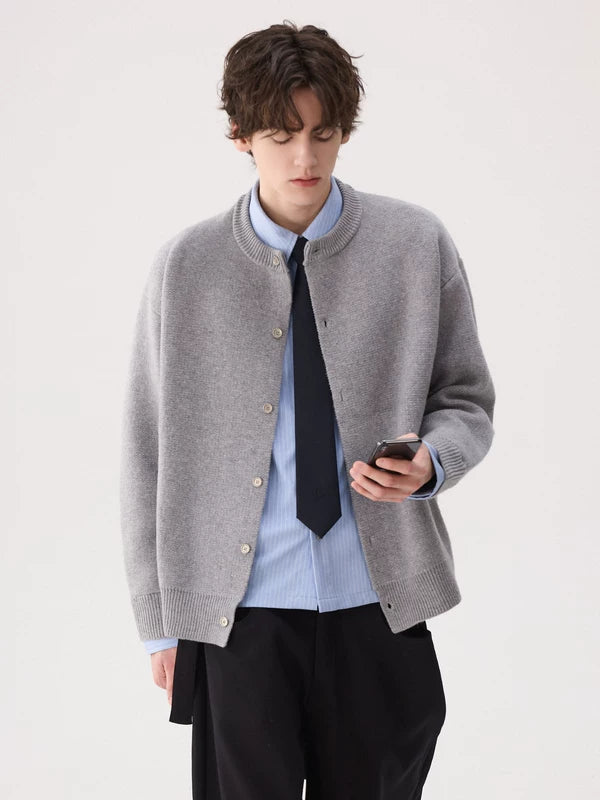 Preppy Knit Crew Neck Cardigan