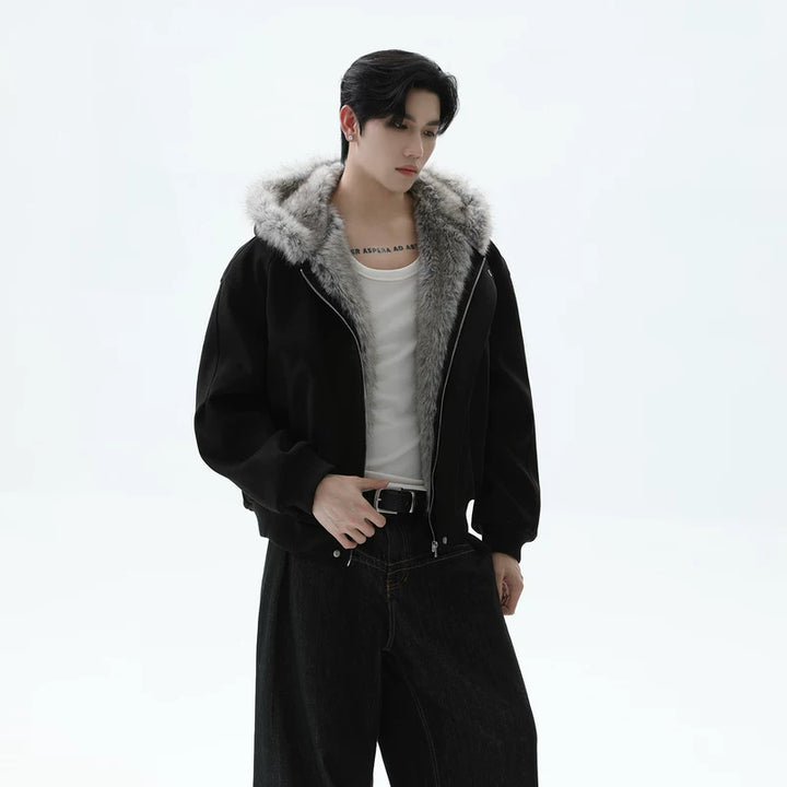 Hooded Fur Collar Insulated Cotton Jacket