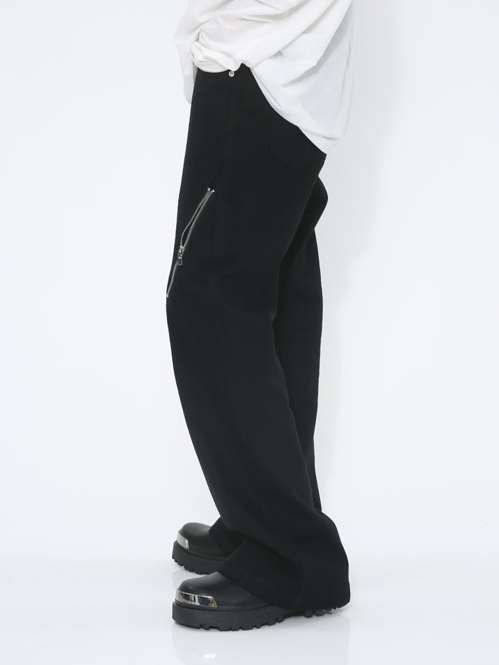 Schräge Reißverschluss-Mikro-gefächerte Mid-Waist-Hosen 