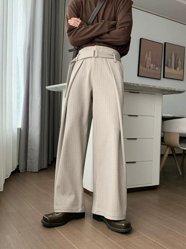 Pantalones de vestir de pierna ancha forrados de forro polar de invierno 