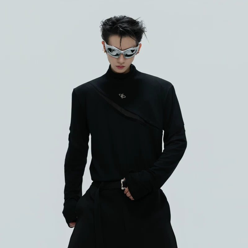 High-Neck Deconstructed Slim Fit Pullover