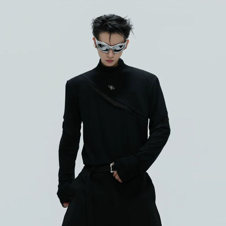 High-Neck Deconstructed Slim Fit Pullover