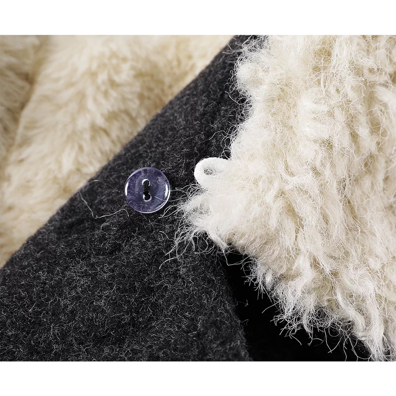 Abrigo de Invierno Largo de Lana Forrado de Forro Polar 