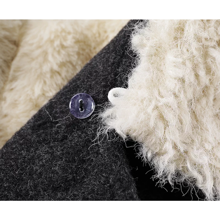 Abrigo de Invierno Largo de Lana Forrado de Forro Polar 