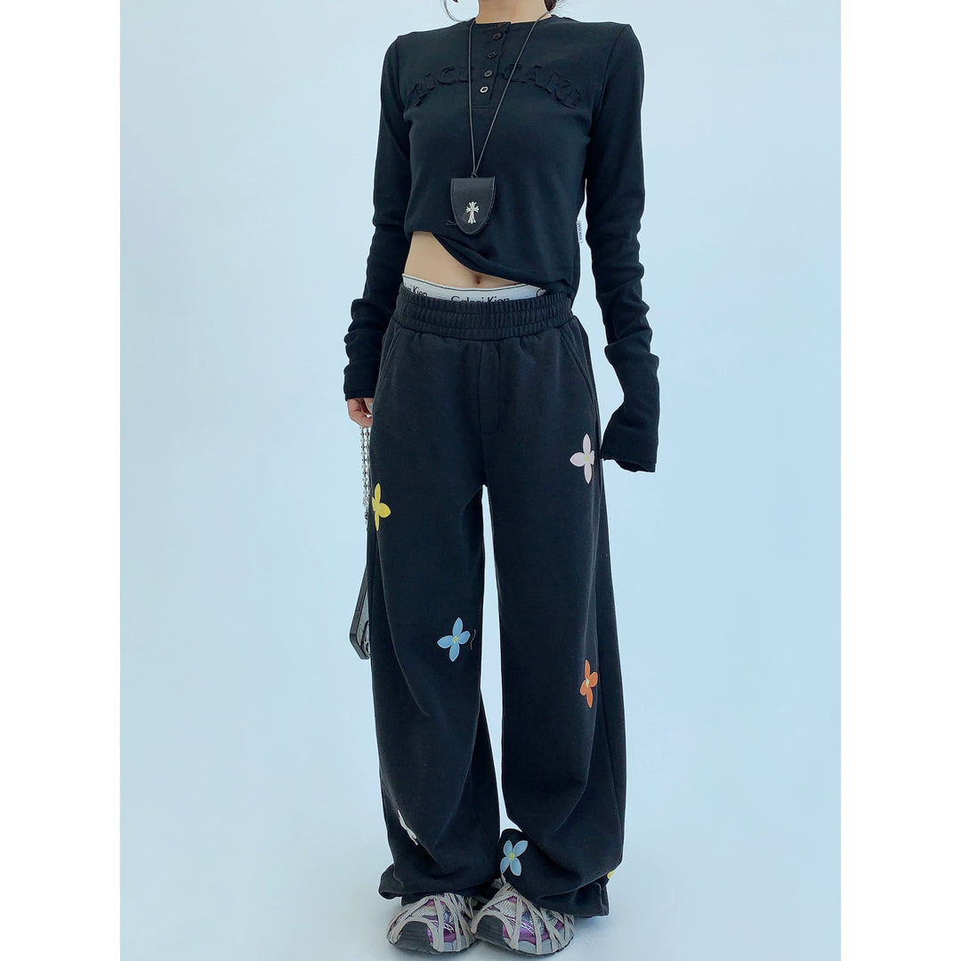 Embroidered Straight Leg Sweatpants Pants