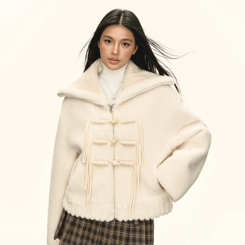 Manteau d'hiver épais rétro avec fermeture à bascule 