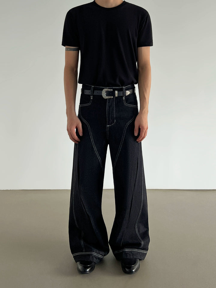 Pantaloni in denim a gamba larga scomposti 