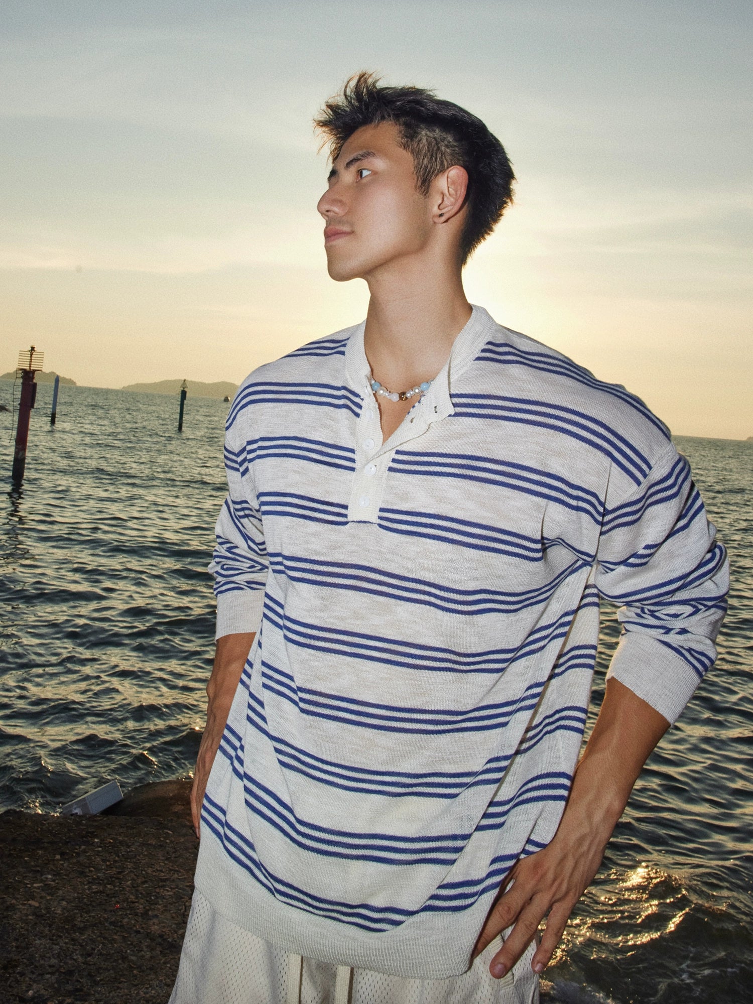 Lightweight Striped Long Sleeve Pullover