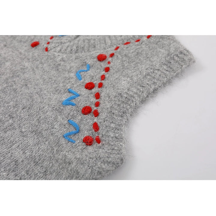 Hand-geweven V-hals gebreide vest 
