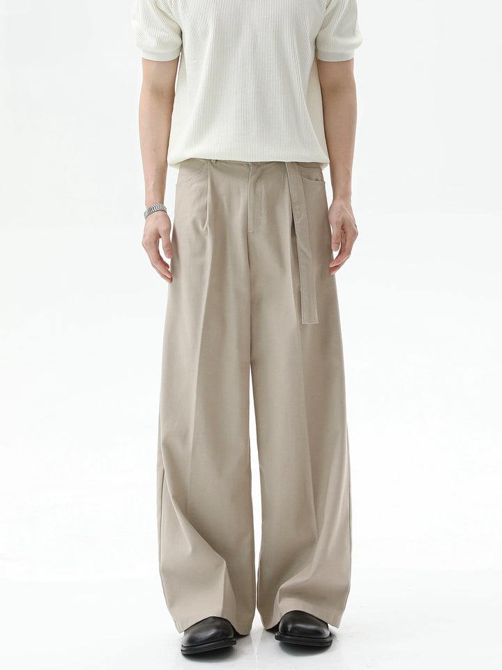 Detachable Belt Wide-Leg Casual Pants