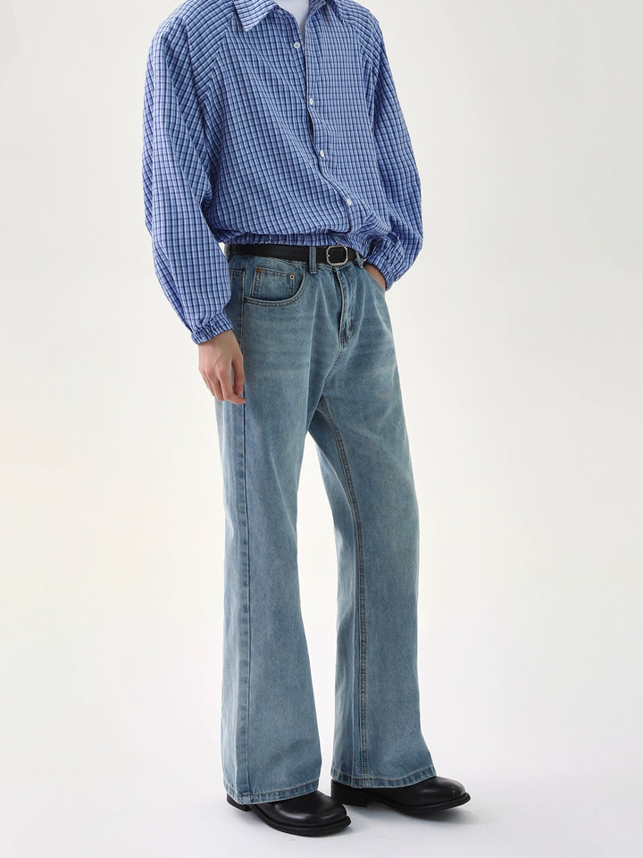 Distressed Slim Fit Flared Jeans 