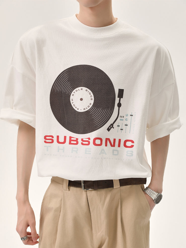 Music Record Print T-shirt