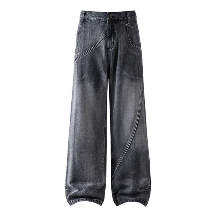 Jeans dritti larghi strappati con vita elastica 