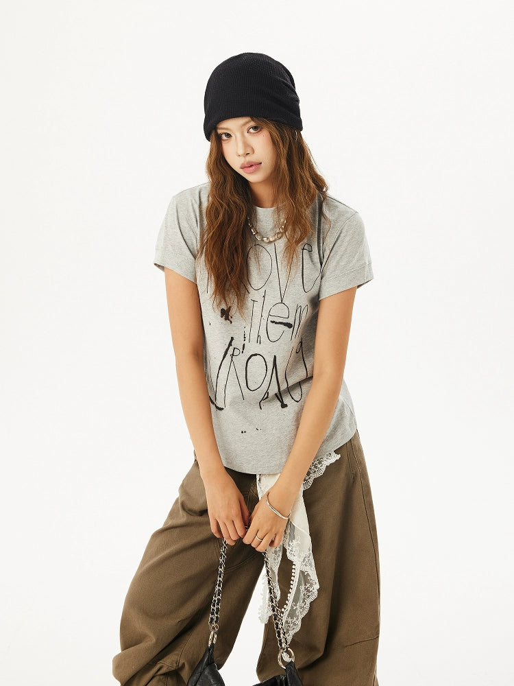 Retro Graffiti Short Sleeve Boxy T-shirt