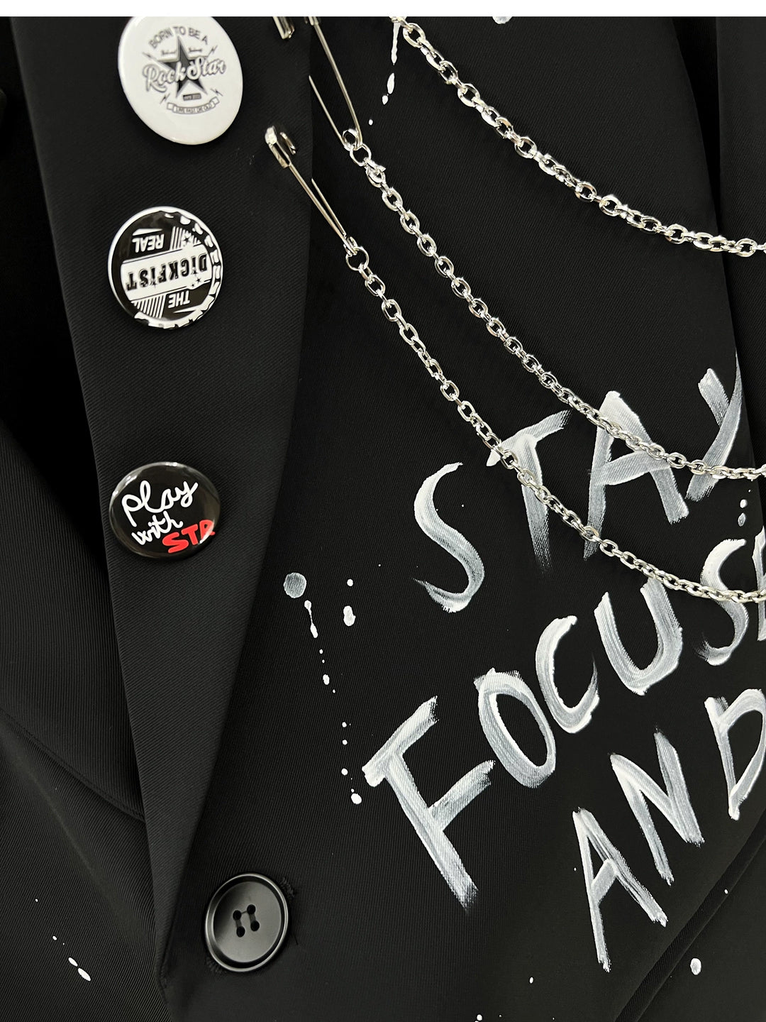 Graffiti Chain Detail Losse Pasvorm Jas 