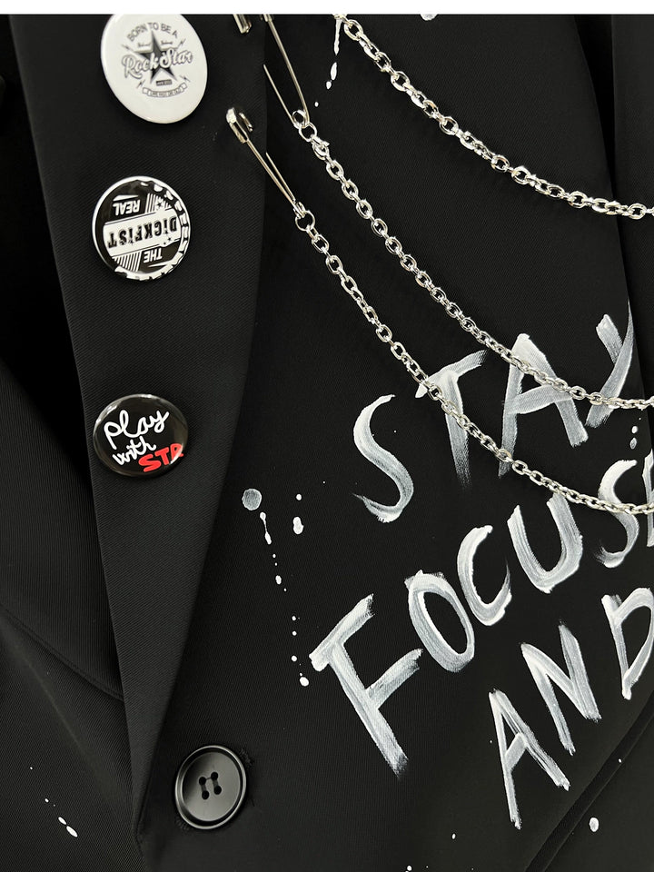 Graffiti Chain Detail Losse Pasvorm Jas 