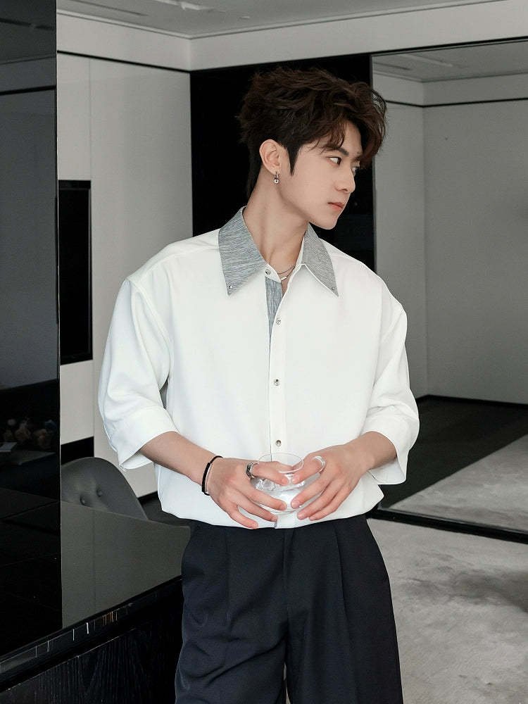 Patchwork Short Sleeve Polo Shirt