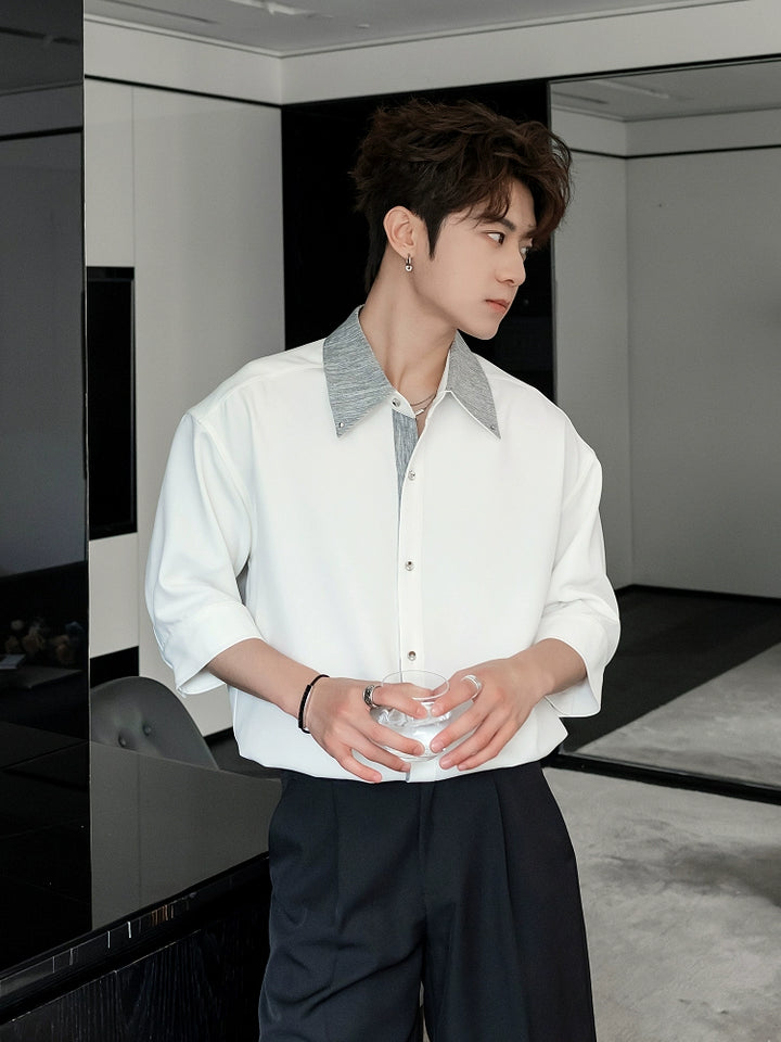 Patchwork Short Sleeve Polo Shirt