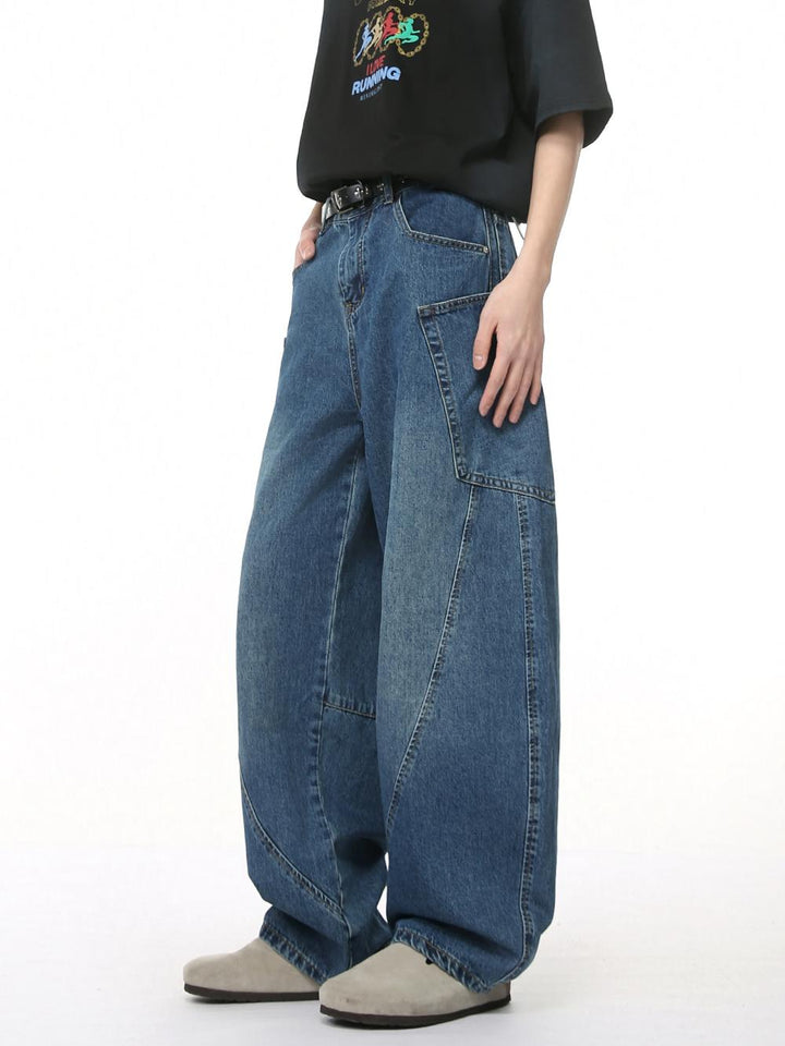 Wide-Leg Patchwork Jeans
