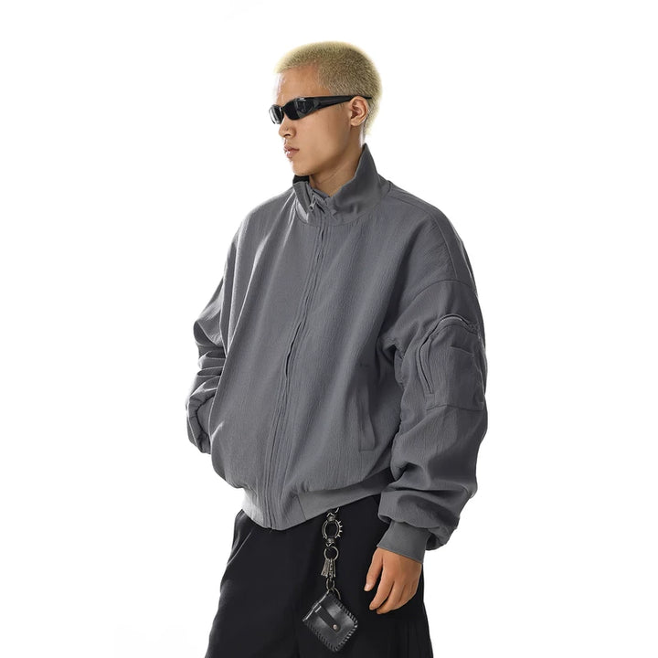 Veste surdimensionnée à col montant rétro 