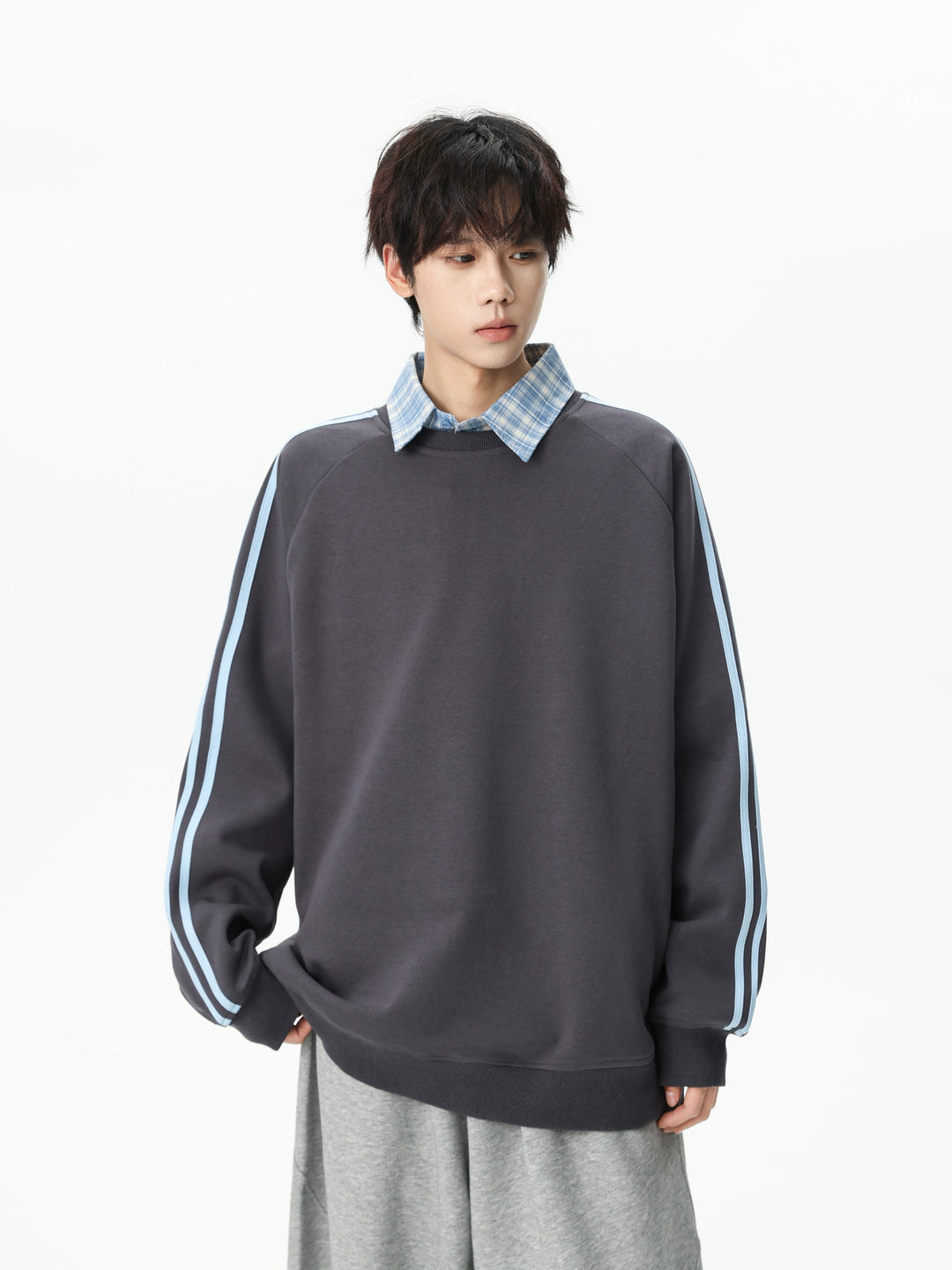 Stripet ermeløs crewneck løs passform genser 