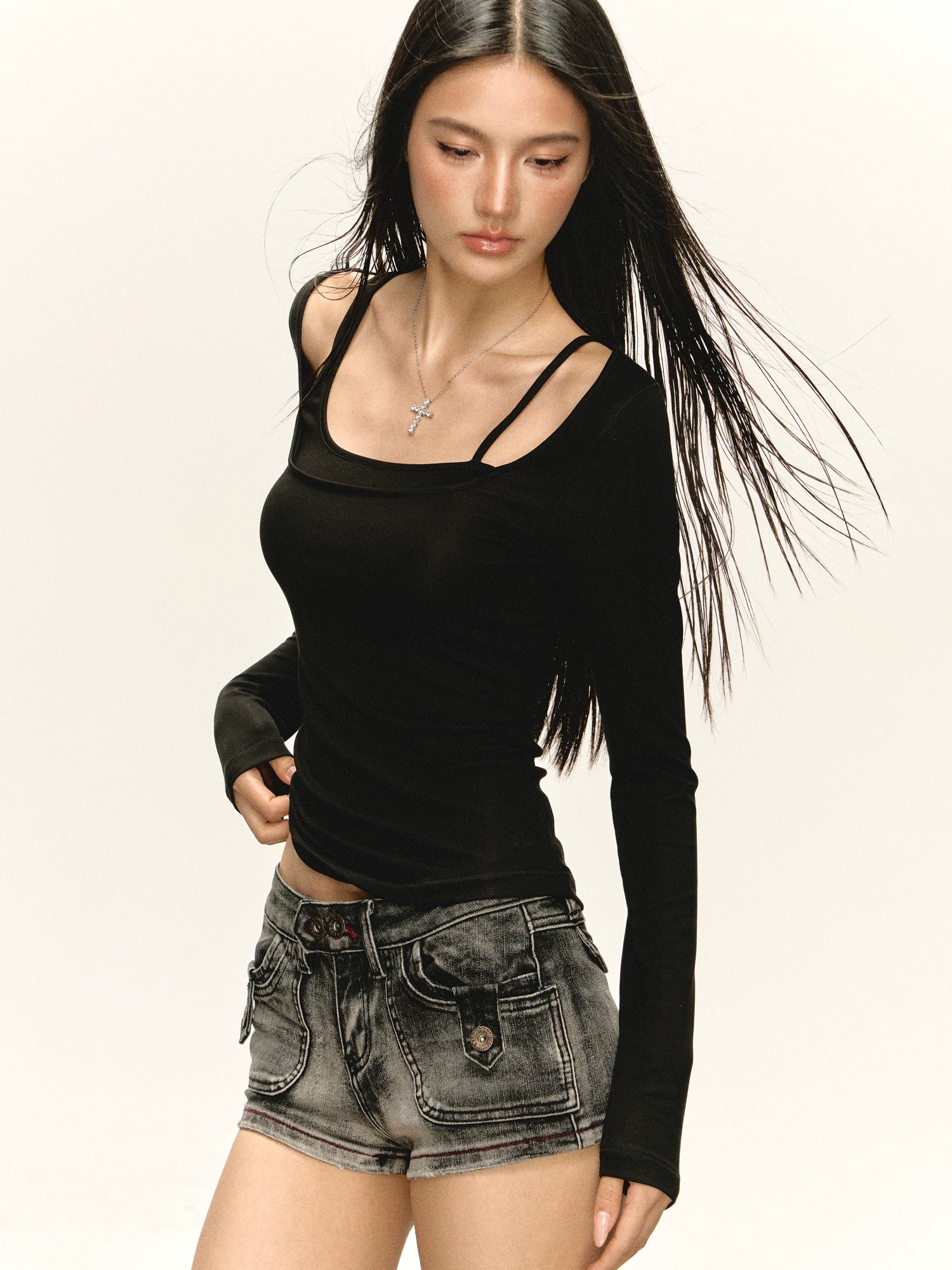 Sheer Layered Neck T-Shirt