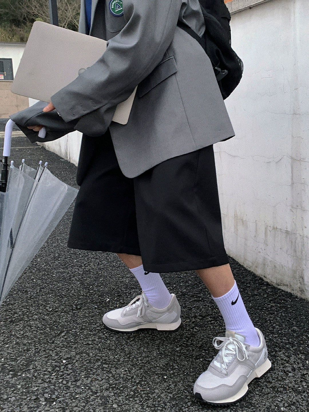 Pantalones cortos de traje de pierna ancha, ajuste holgado 