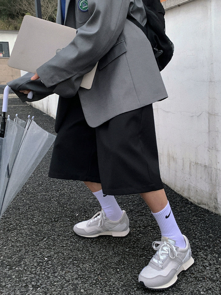 Pantalones cortos de traje de pierna ancha, ajuste holgado 