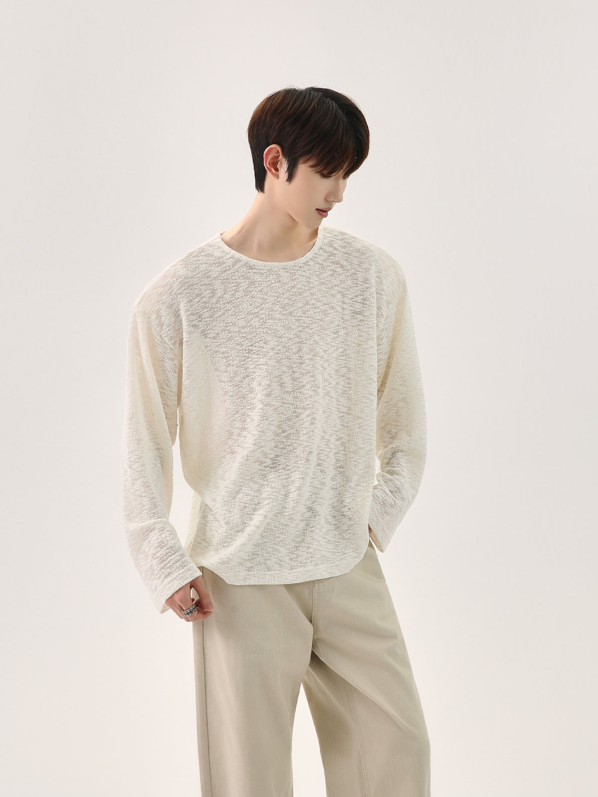 سُترة صوفية طويلة الأكمام شفافة 