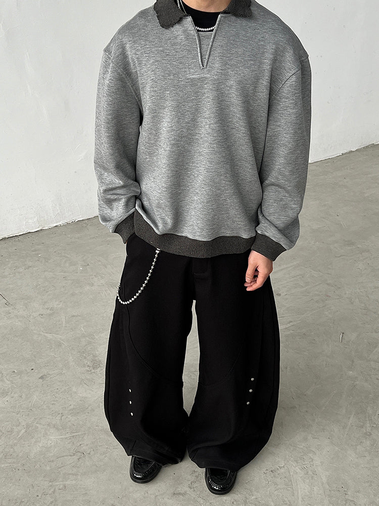 Heavy Stitch Lapel Sweatshirt