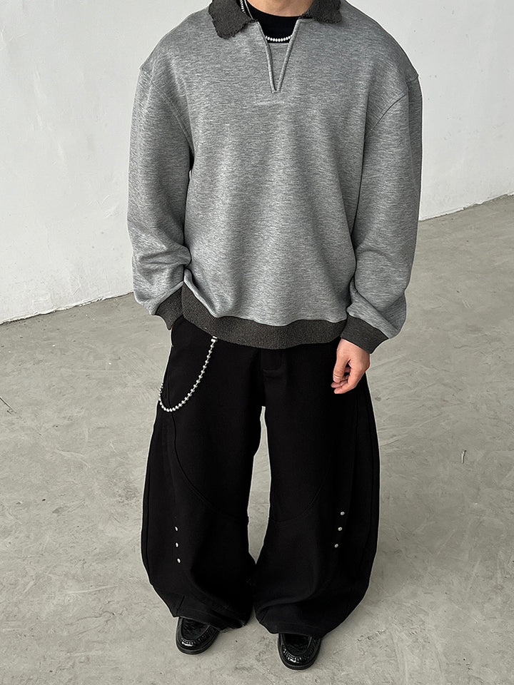 Heavy Stitch Lapel Sweatshirt