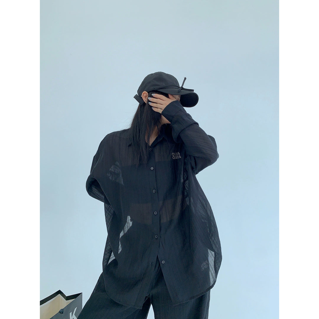 Loose Fit Long Sleeve Drape Shirt